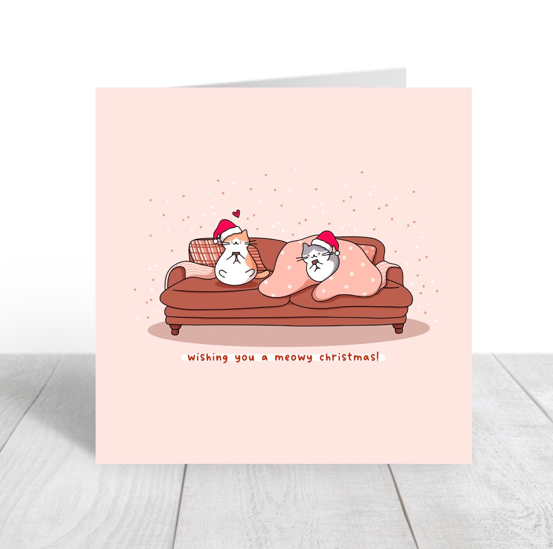Kawaii Cat Christmas Pun Poster with Cats Lounging on a Couch - Image 4