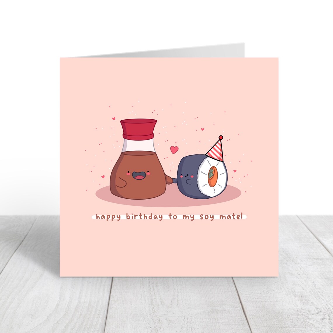 Soy Sauce and Sushi Roll Soy Mate Birthday Card Kawaii Print - Image 4