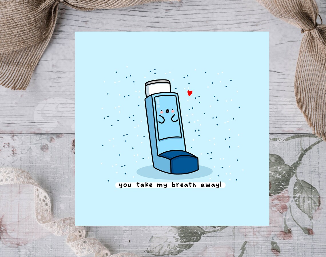 You Take My Breath Away Inhaler Valentines Illustrated Card Print - Image 3