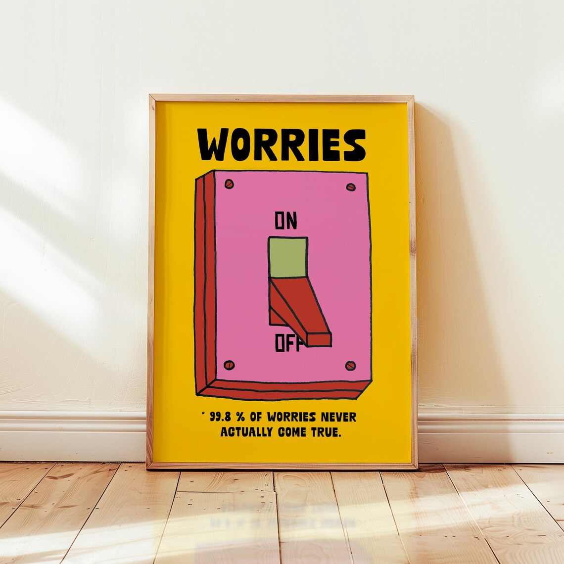 No Worries Motivational Quote, Retro Art Print