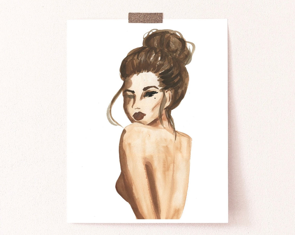 Rosalia Art Print Abstract Portait Painting Watercolor Portrait Sabina Fenn Illustration Woman Brunette Messy Bun - Image 4