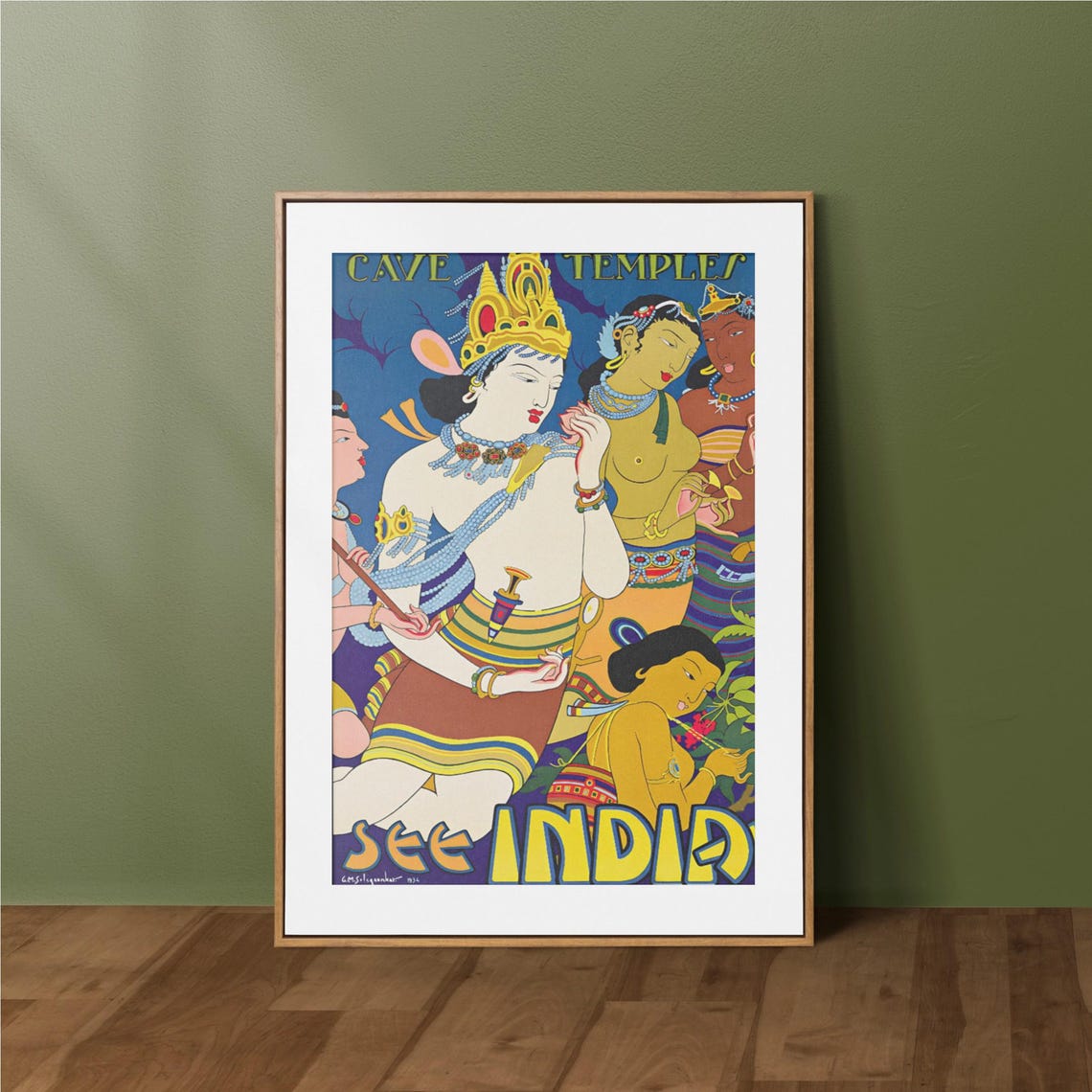 Classic See India Cave Temples Dancers Vintage Heritage Poster
