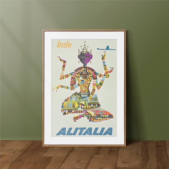 Gift For Her Wall Art India Travel Print Elephant Caves Poster Decor Vintage Buddhist Artwork Large Format