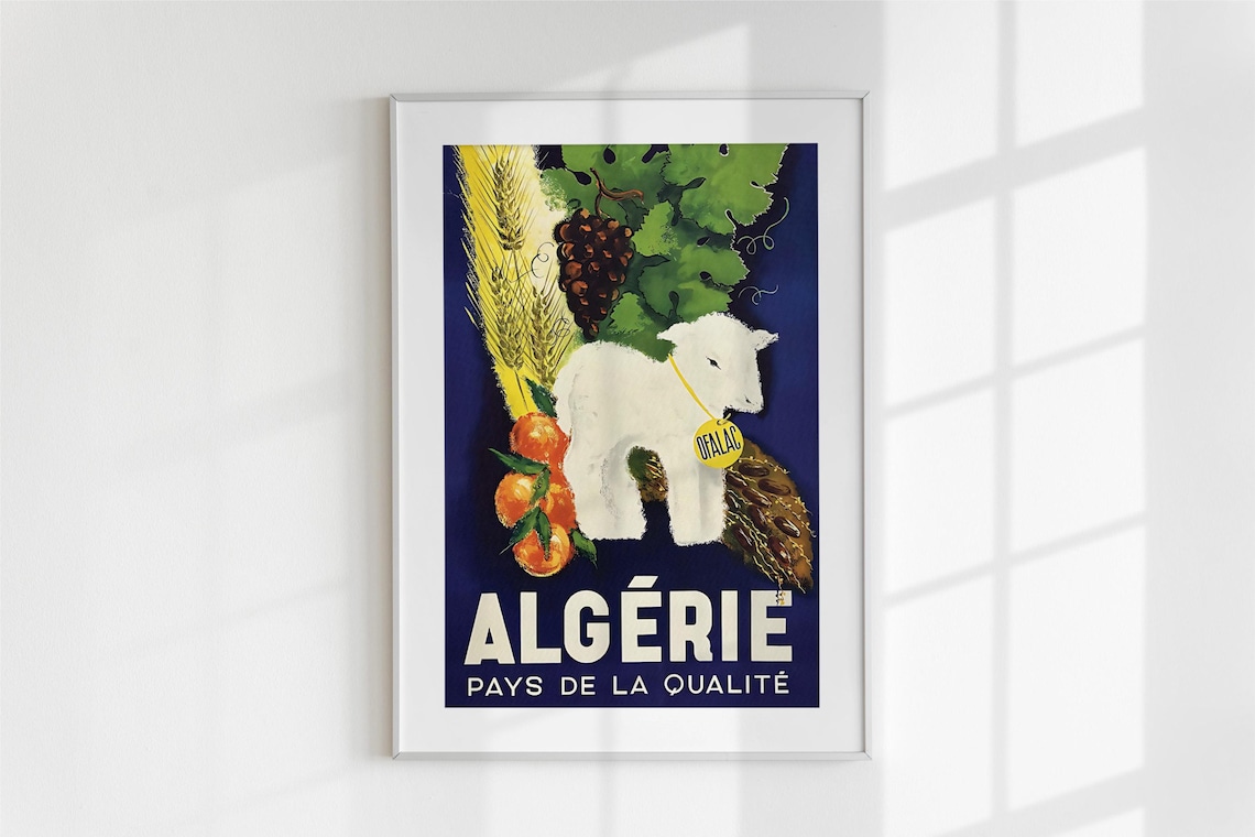 Algerie Pays De La Qualite Vintage Agriculture Food Travel Poster