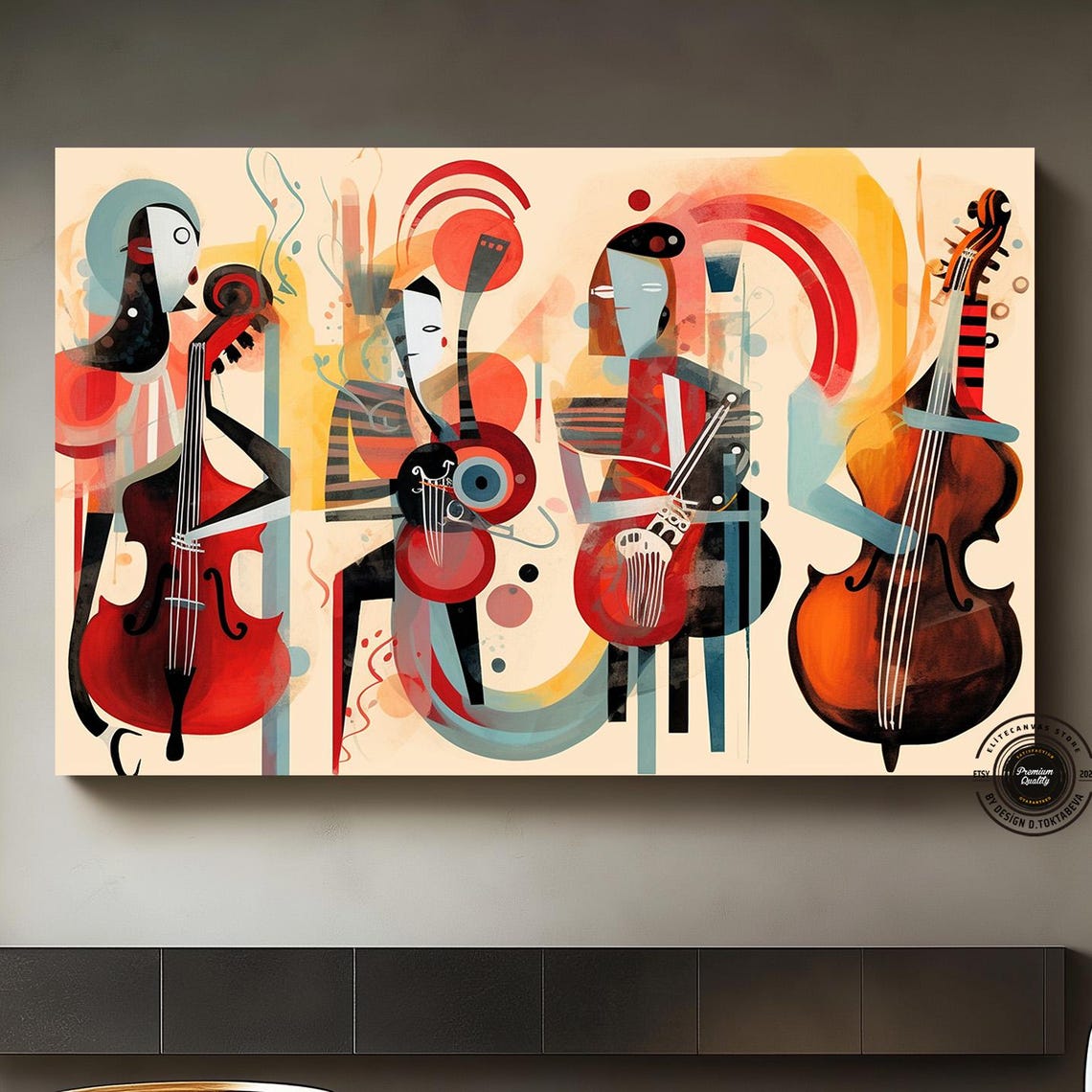 Abstract Art Colorful Picasso Jazz Canvas Wall Tablo Style Music Decor