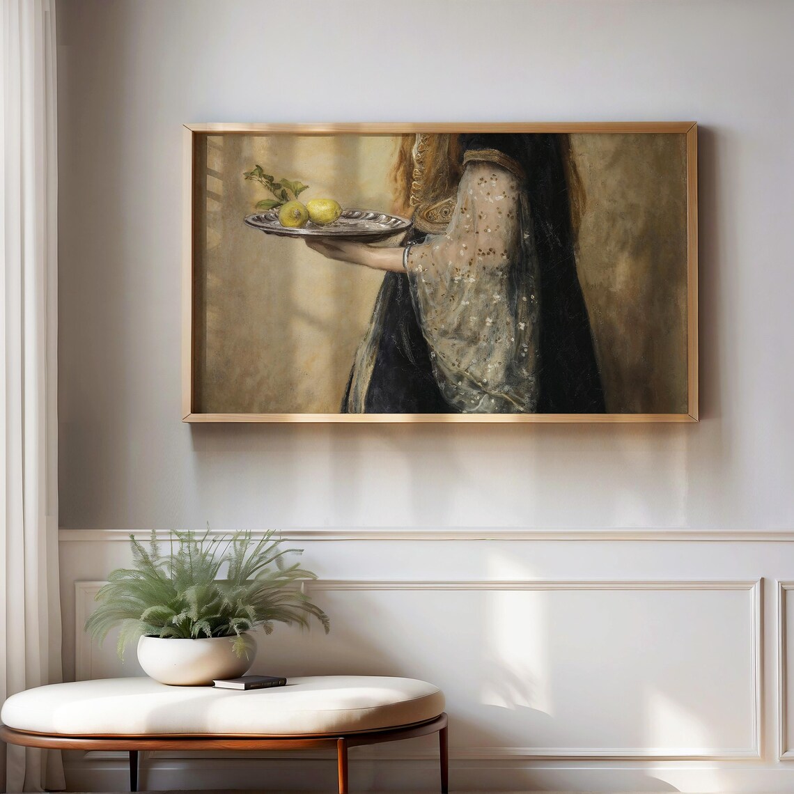 Classical Oil Painting Figure Holding Silver Tray of Lemons Poster - Image 4
