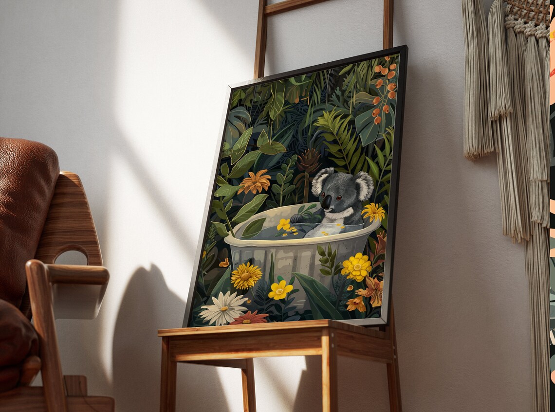 Koala Wall Art, Boho Jungle Kids Room Art Print - Image 3