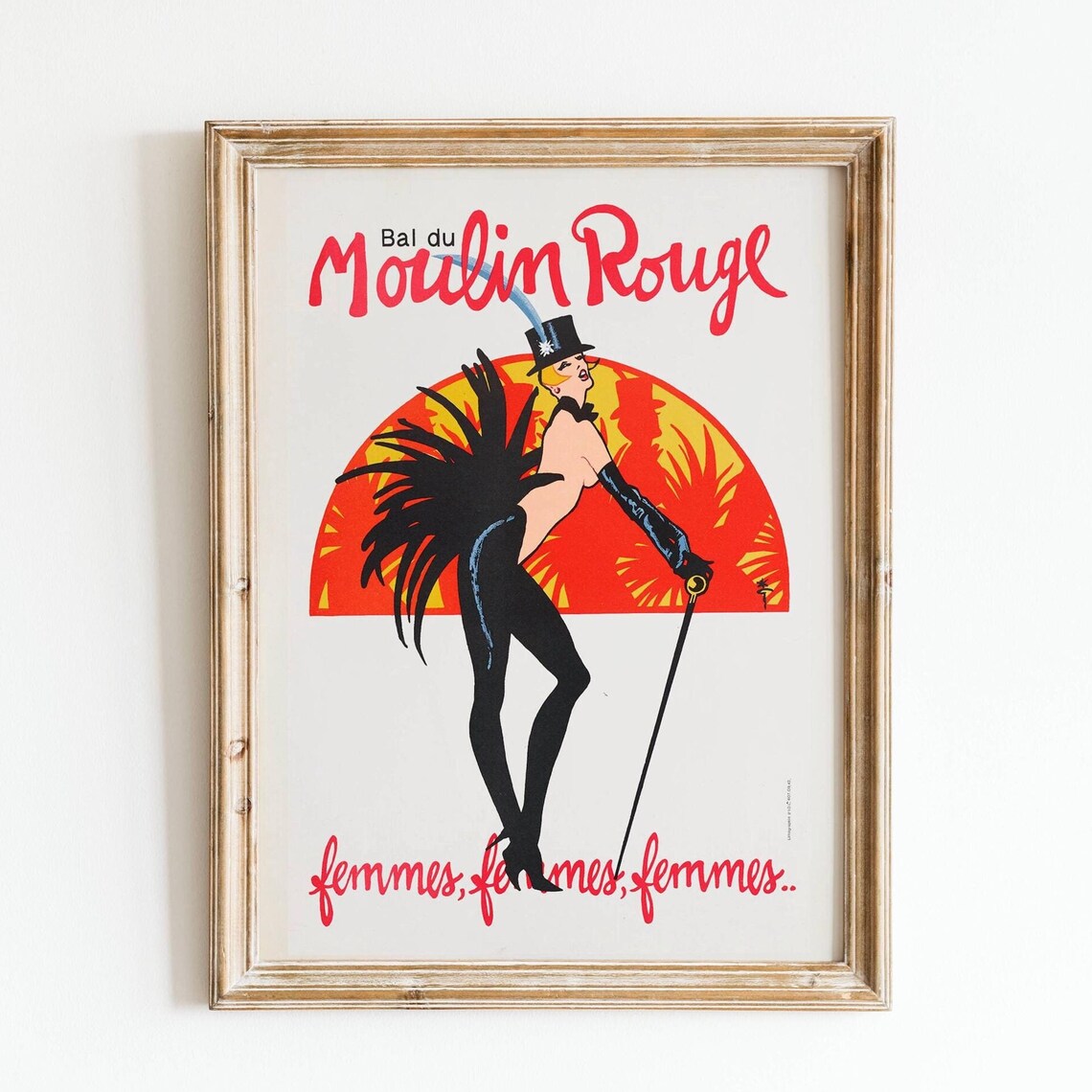 Moulin Rouge 1960s Paris Cabaret, Vintage Art Poster