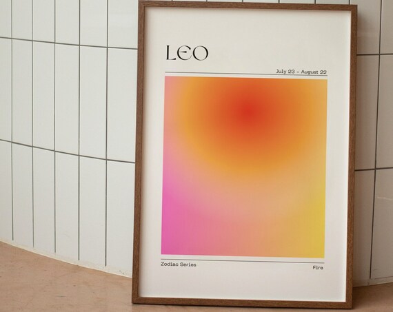 Leo Zodiac Art Poster, Astrology Gradient Print