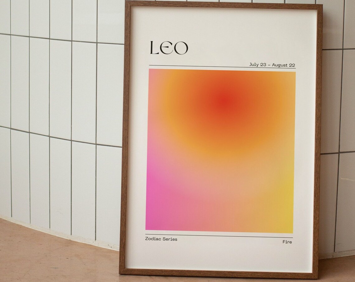 Leo Zodiac Art Poster, Astrology Gradient Print