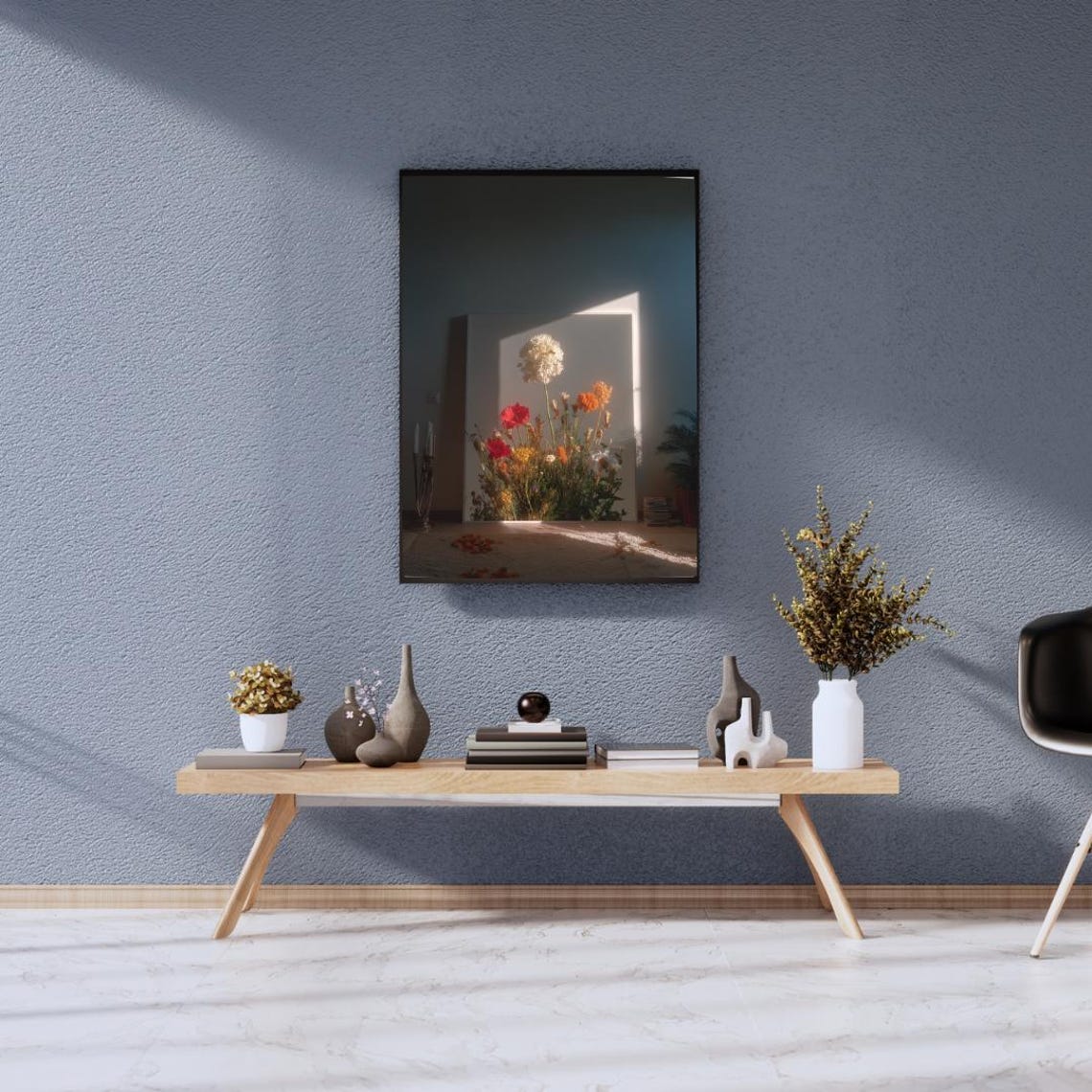 Moody Floral Still Life Sunlit Wildflower Bouquet Fine Art Poster