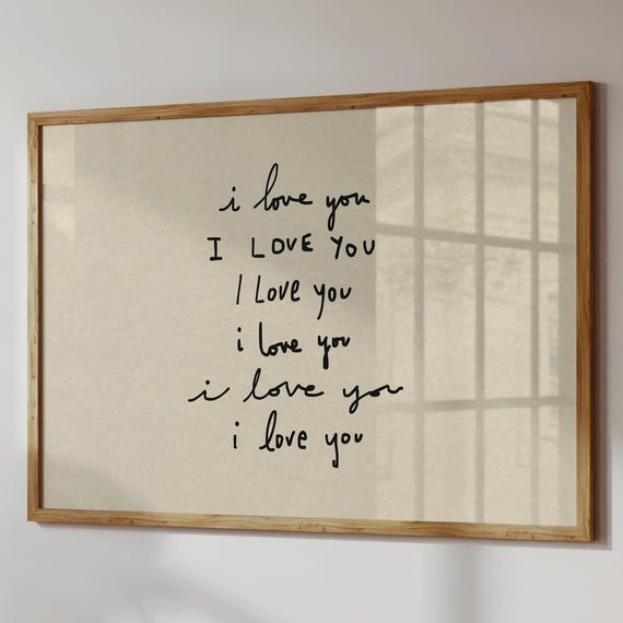 I Love You Minimalist Quote Poster, Bedroom Decor