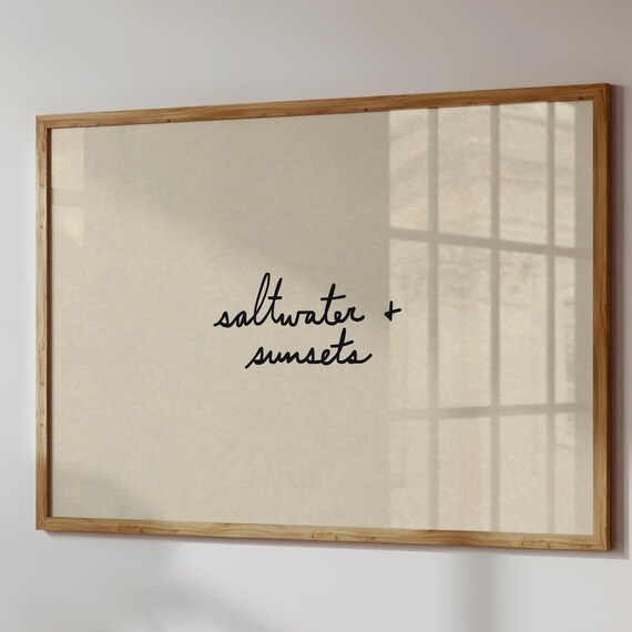 Saltwater And Sunsets Print Neutral Beach House Decor Digital Download Horizontal