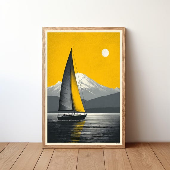 Sailboat Poster Minimalist Modern Nautical Wall Art Simple Ocean Boat Print Coastal Decor For Sailor Sea Lover Gift Illustration Sl38