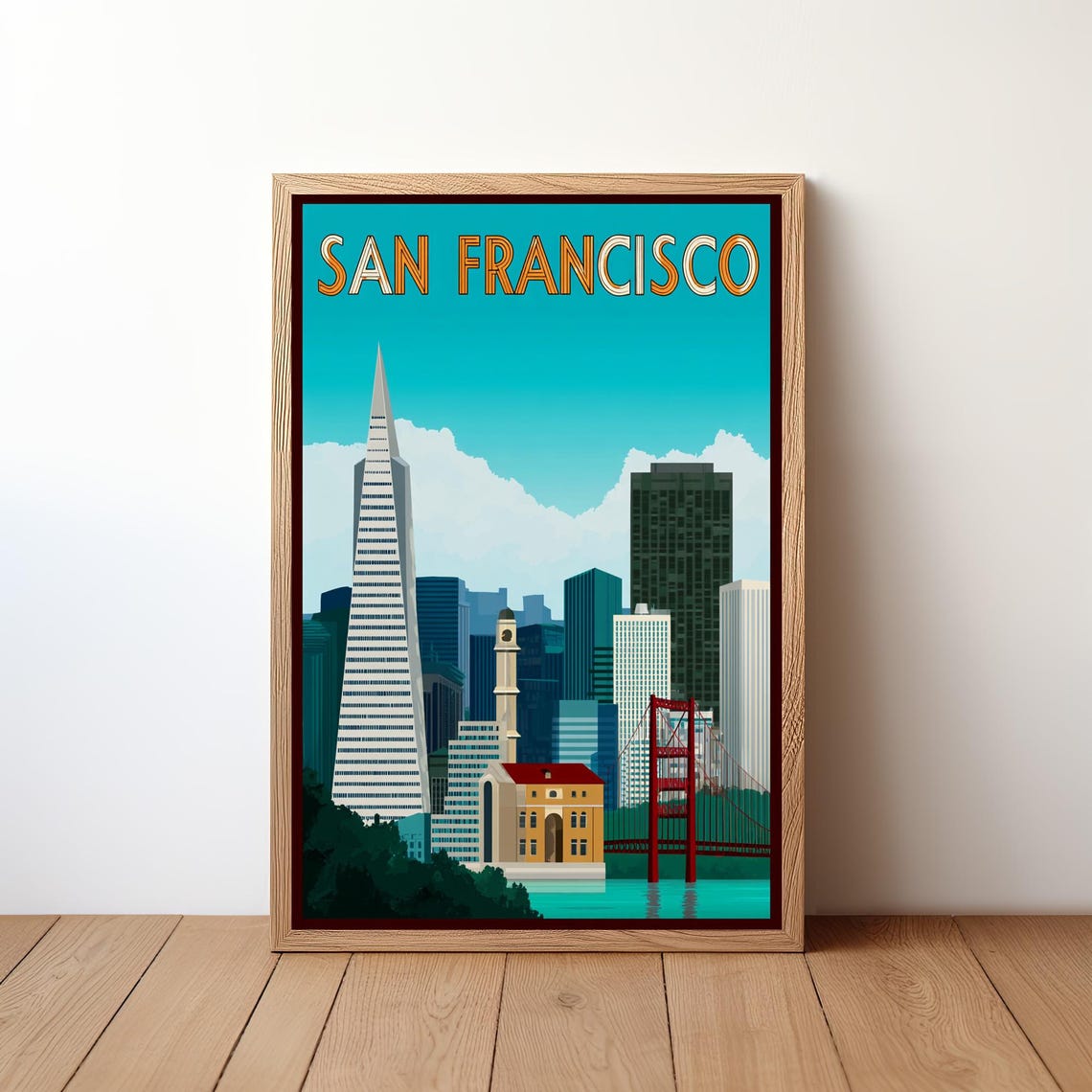 San Francisco Skyline Poster Retro Transamerica Pyramid City View