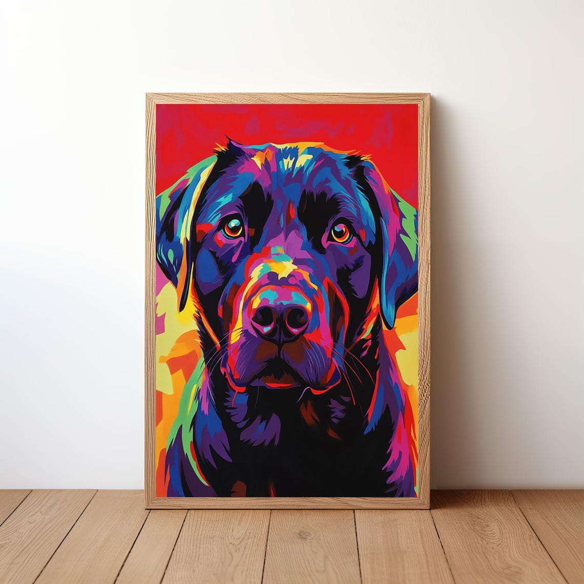 Black Labrador Pop Art Portrait Vibrant Colorful Dog Face Poster