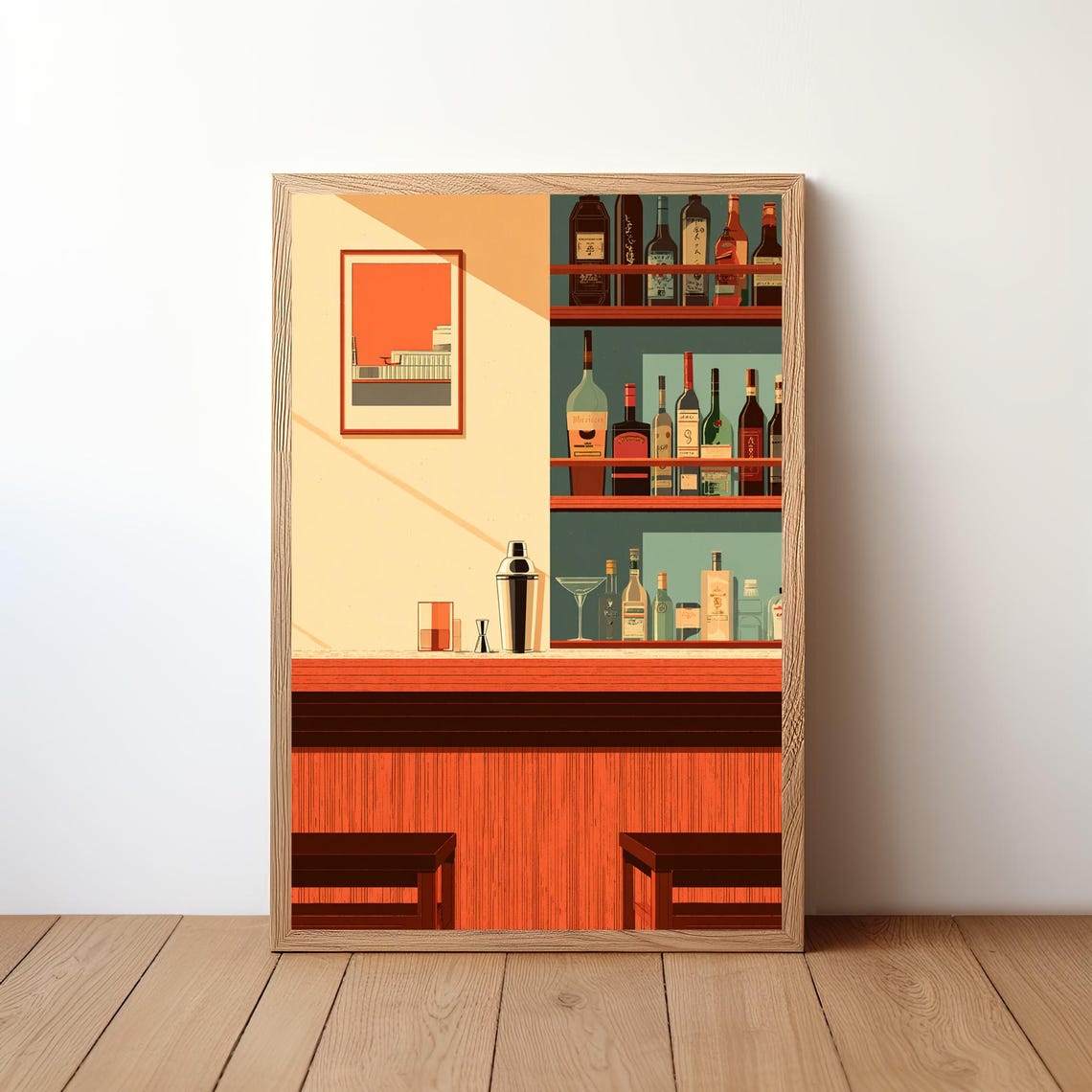 Cocktail Bar Wall Art Print Minimalist Modern Vector Drink Poster Home Decor Mixology Bartender Gift Kitchen Illustration Bar39