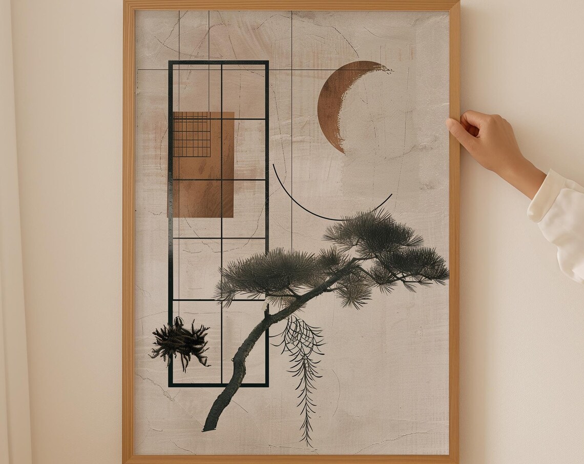 Abstract Zen Garden Mid Century Japanese Art Print