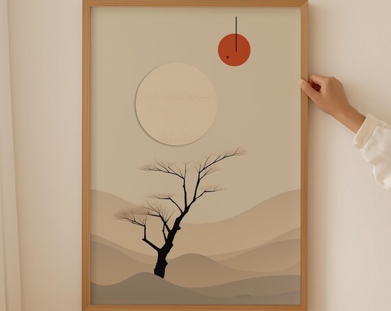 Japanese Wall Art Japanese Decor Geometric Minimalist Art Print Japandi Willow Tree Wall Poster Boho Abstract Art Prints For Living Room