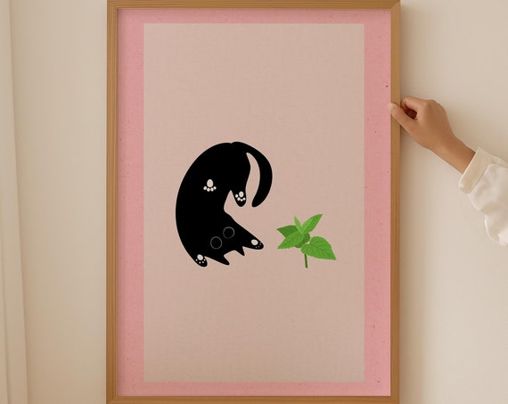 Funny Black Cat Meme Posters Funky Animal Prints Pink Wall Poster Nursery Print Minimalist Art For Girls Room Decor Cat Lover Gift