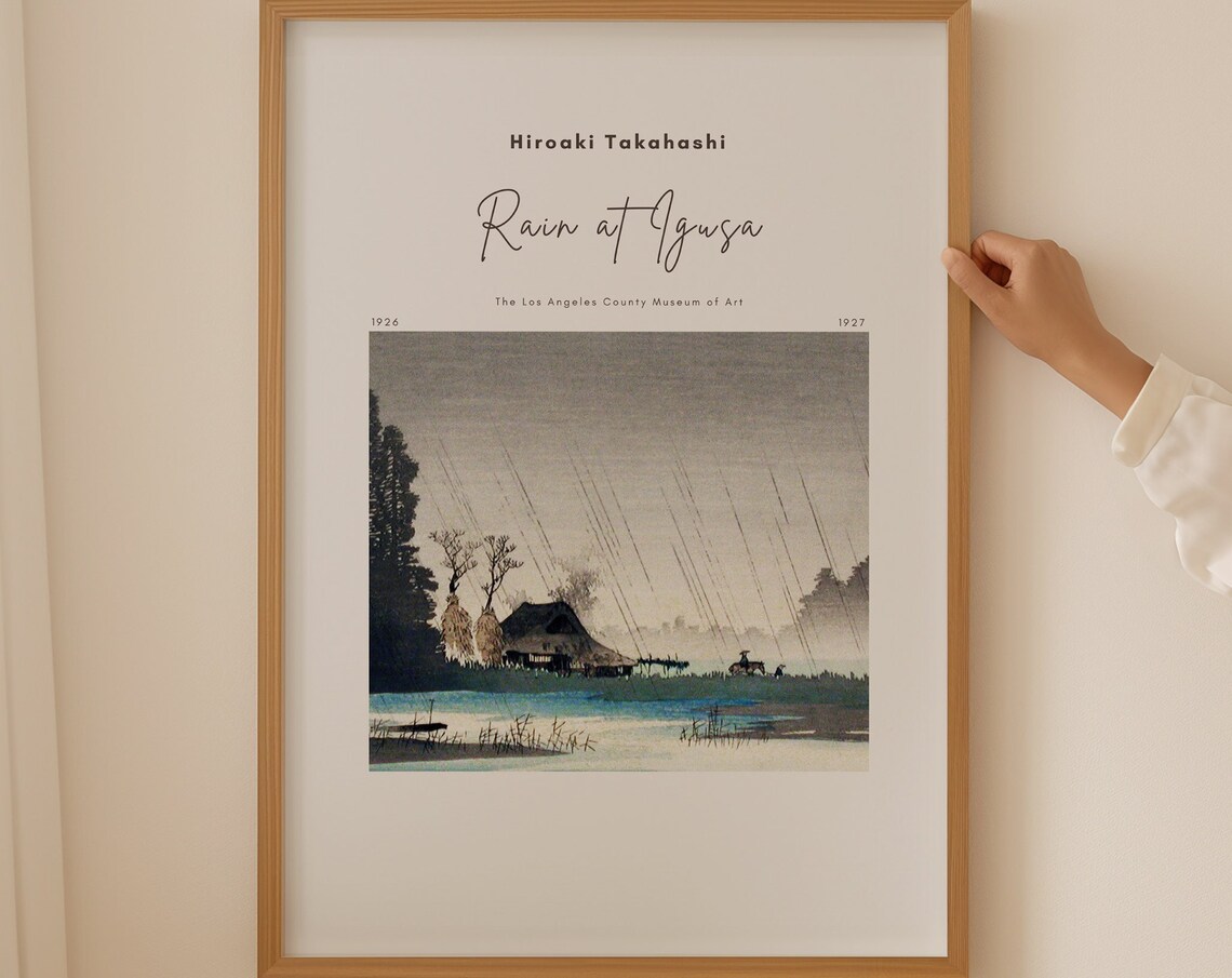 Hiroaki Takahashi Rain at Igusa 1926 Countryside Woodblock Poster