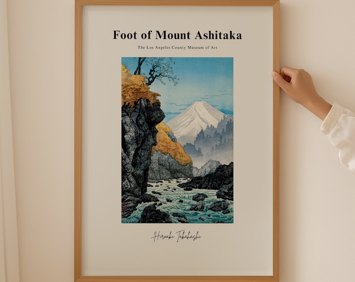 Hiroaki Takahashi Mount Ashitaka River Gorge Woodblock Art Poster