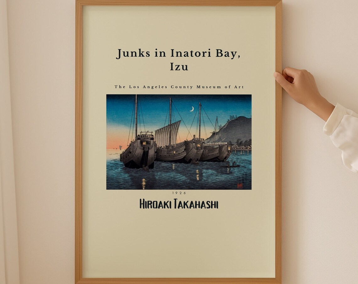Hiroaki Takahashi Junks Inatori Bay Izu 1926 Woodblock Art Poster