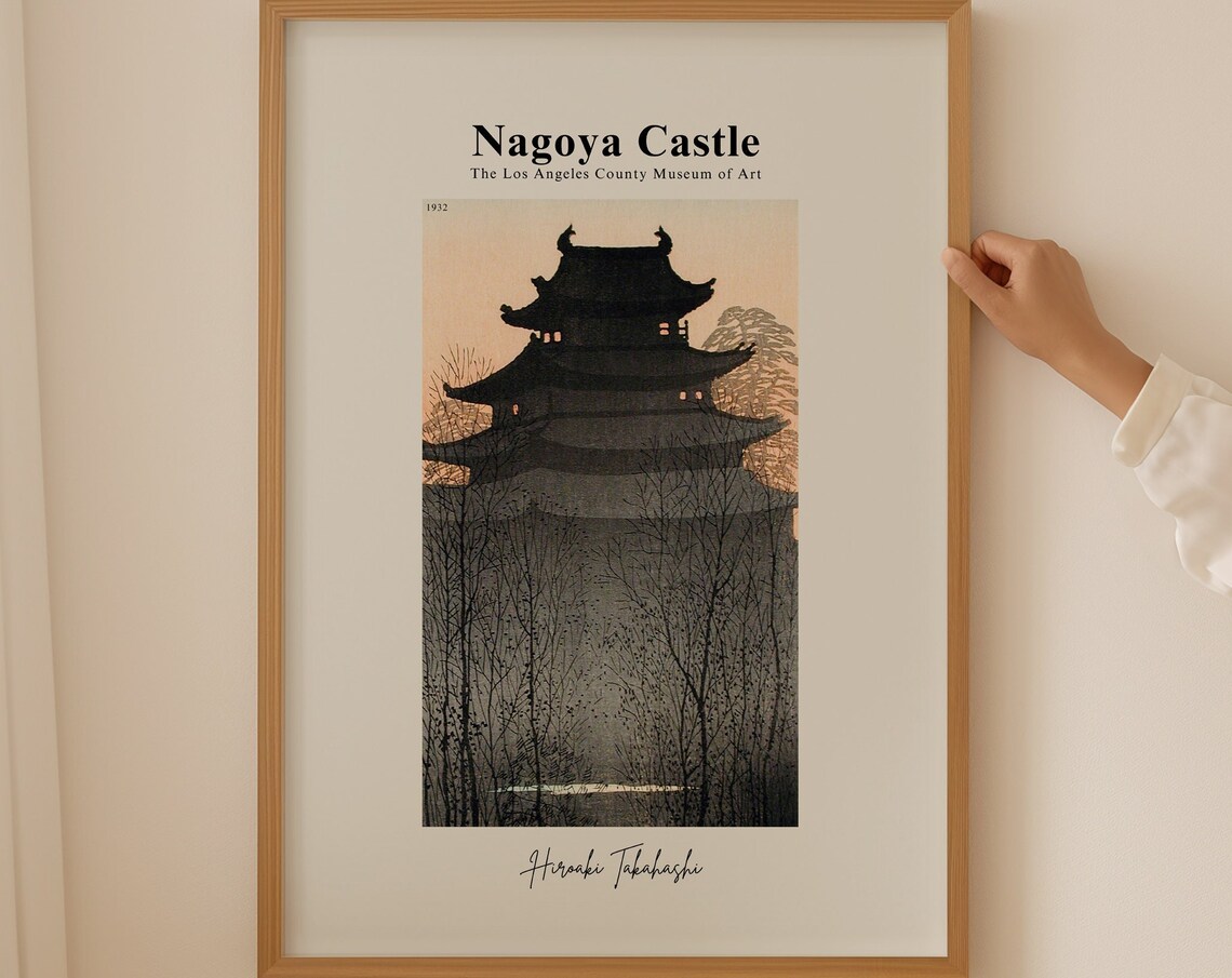 Hiroaki Takahashi Nagoya Castle 1932 Japanese Woodblock Art Poster
