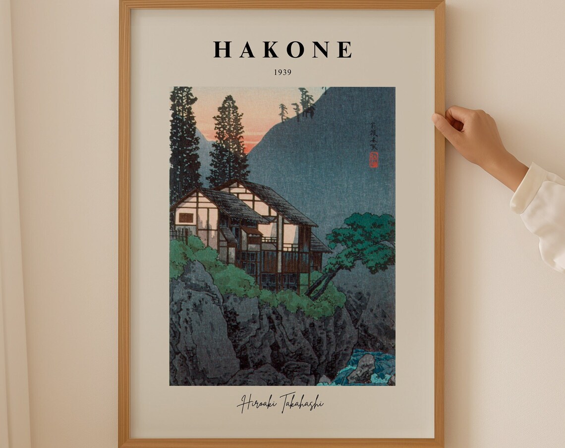 Hiroaki Takahashi Hakone 1939 Mountain Inn Woodblock Art Poster