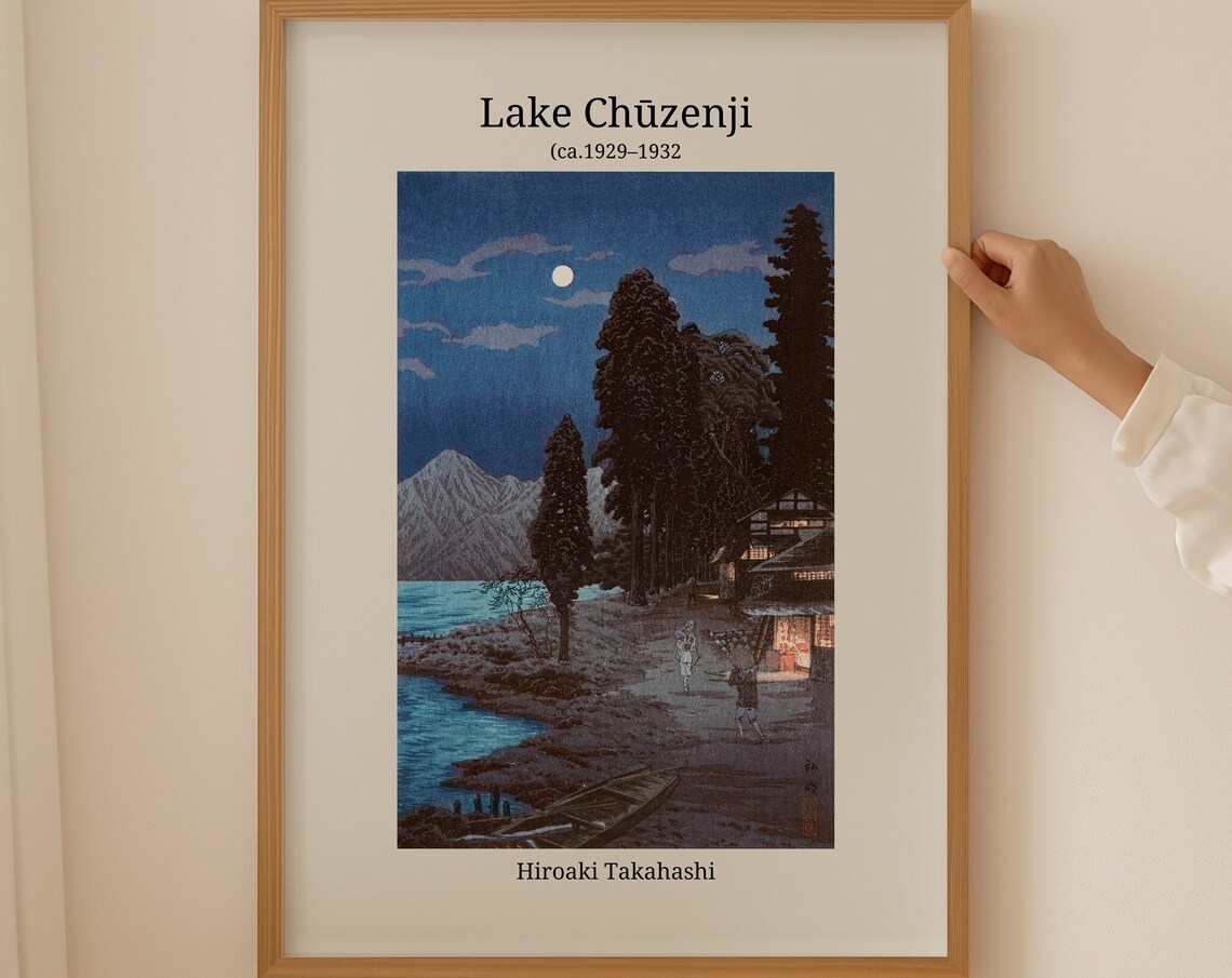 Hiroaki Takahashi Lake Chuzenji Moonlit Night Pines Art Poster