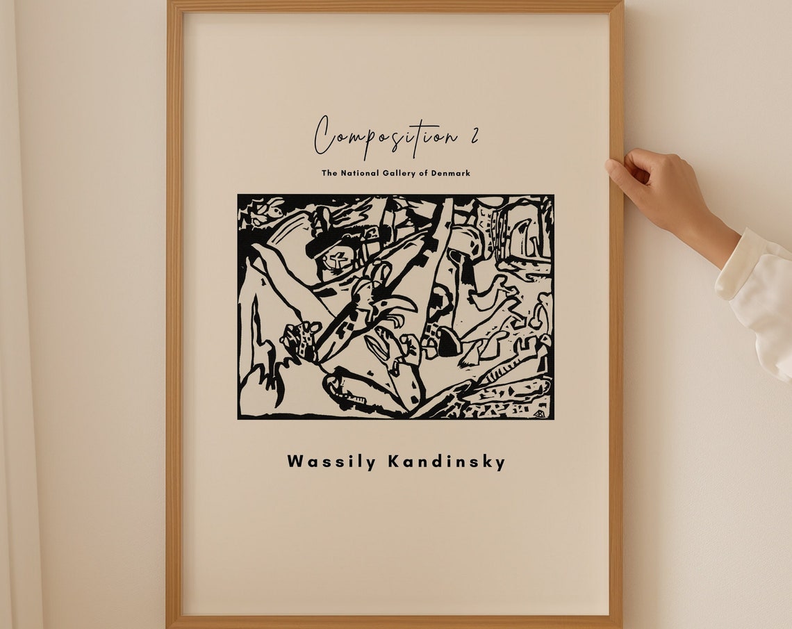 Wassily Kandinsky Composition 2 Black White Woodcut Abstract Poster