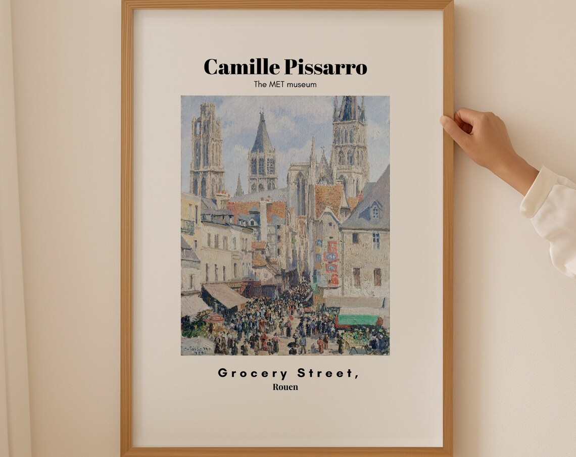 Camille Pissarro Grocery Street Rouen Cathedral Crowd Poster