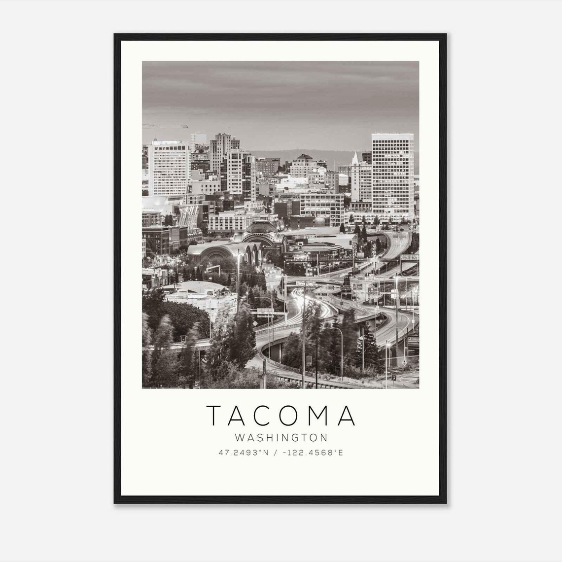 Tacoma Washington Minimalist Travel Poster, Travel Print