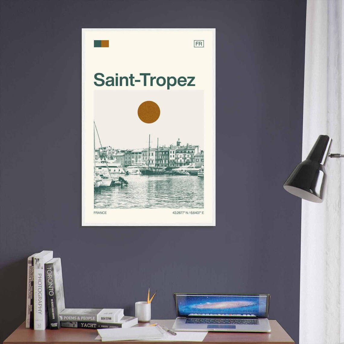 Saint-Tropez France Riviera Marina Yachts Minimalist Travel Poster - Image 3