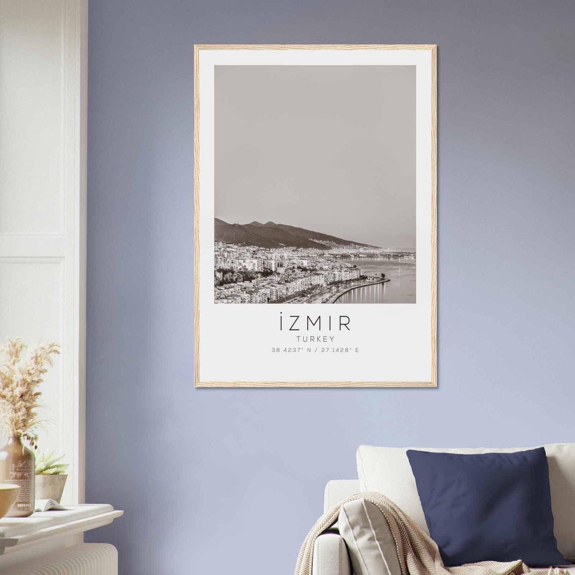 Izmir Turkey Aegean Bay Minimalist Black and White Travel Poster - Image 2