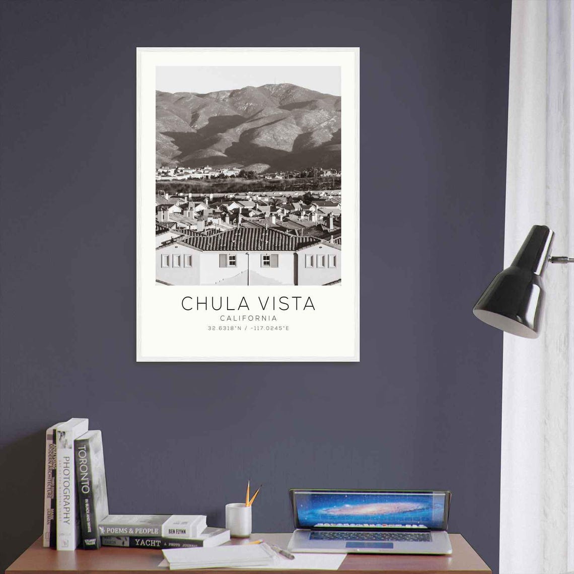 Chula Vista California Rooftops Mountain Backdrop Home Poster - Image 3