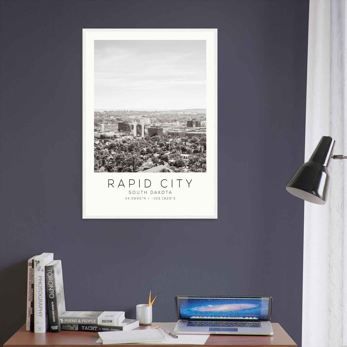 Rapid City South Dakota Cityscape Black and White Photo Poster - Image 3