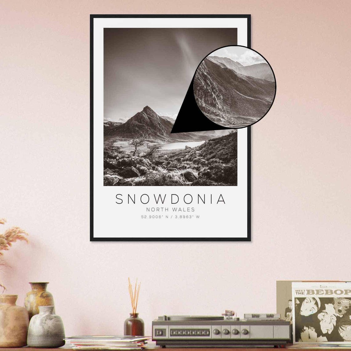 Snowdonia North Wales Travel Photo Poster Bw Snowdonia Travel Print Minimalist Travel Poster Print - Image 4