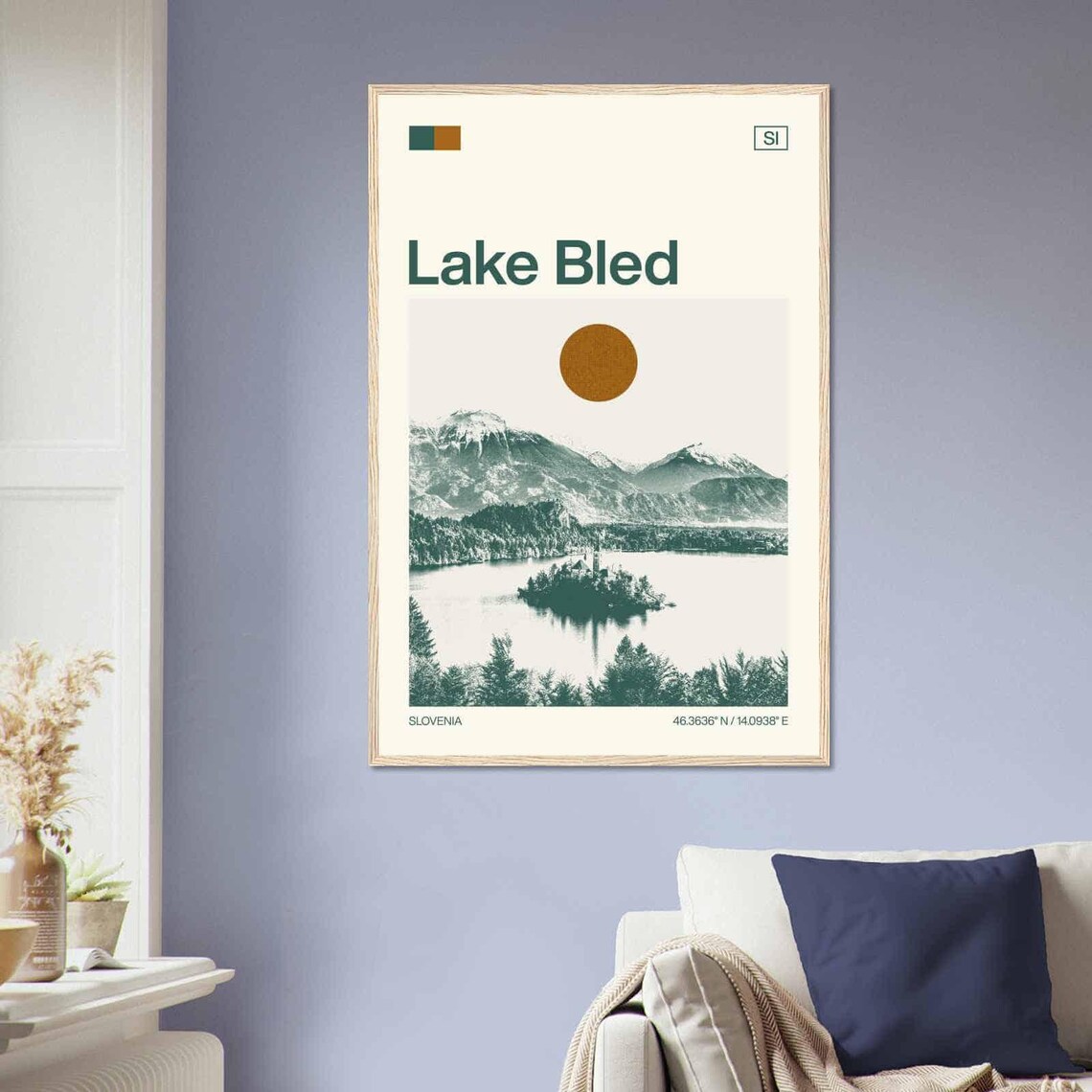 Lake Bled Slovenia Island Church Alpine Lake Duotone Travel Poster - Image 2