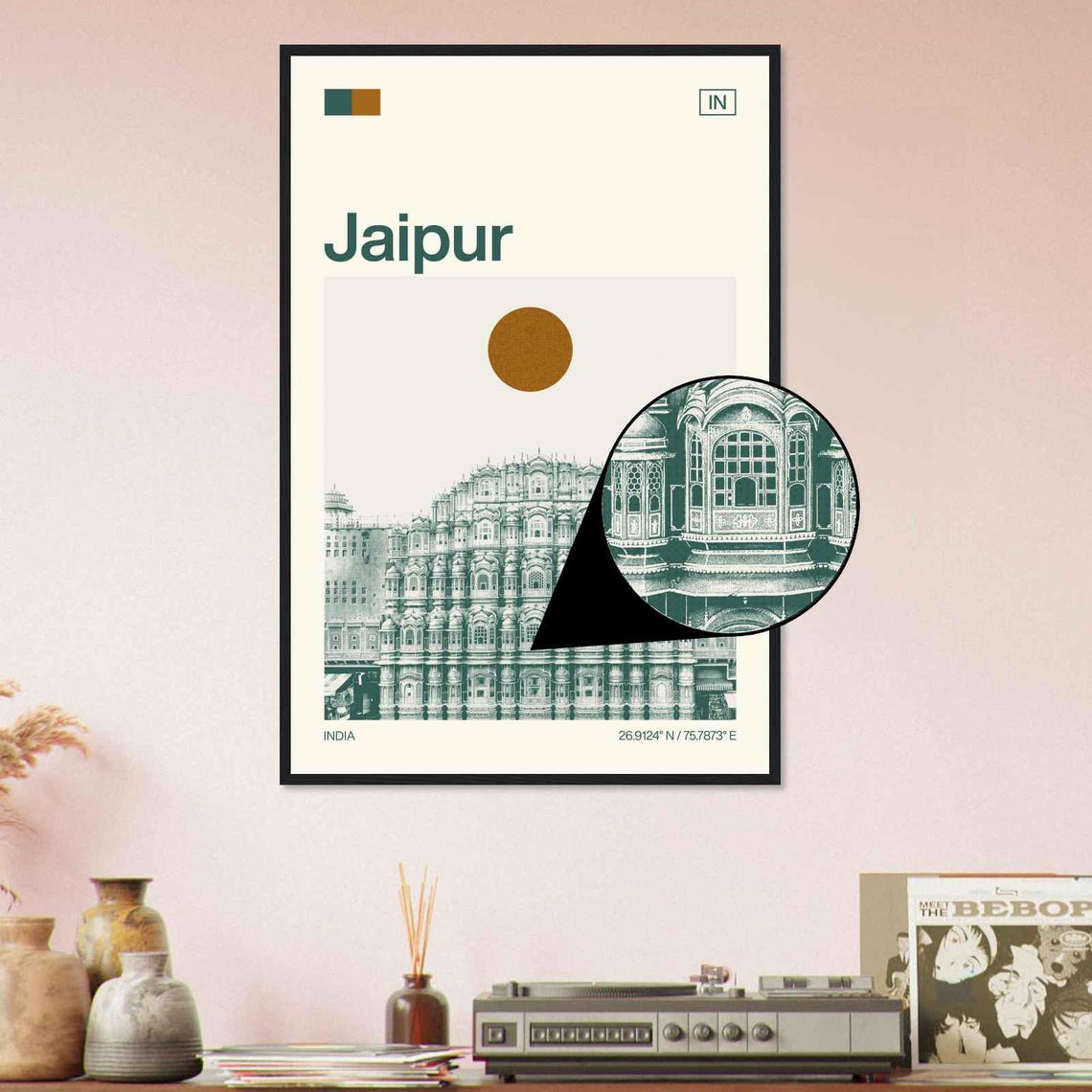 Jaipur Hawa Mahal Palace India Sun Minimalist Travel Art Poster - Image 4
