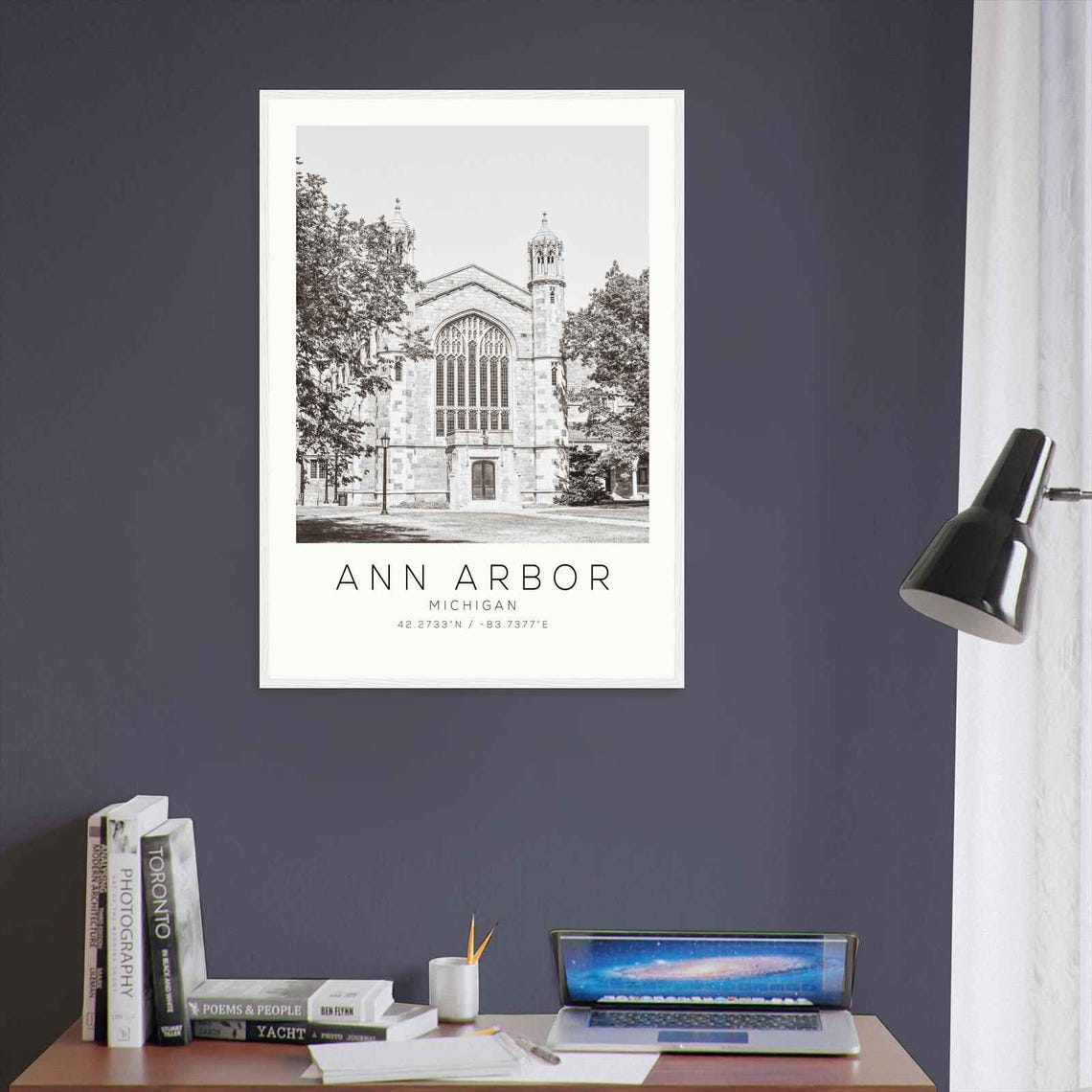 Ann Arbor Michigan Historic Gothic Stone Hall Architecture Poster - Image 3