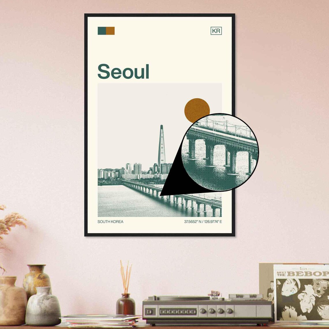 Seoul South Korea Minimalist Monochrome Travel Poster - Image 4