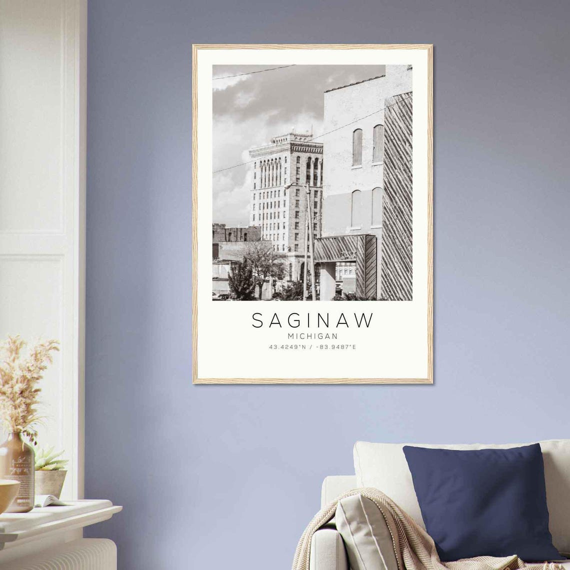 Saginaw Michigan Historic Downtown Architecture Skyline Poster - Image 2