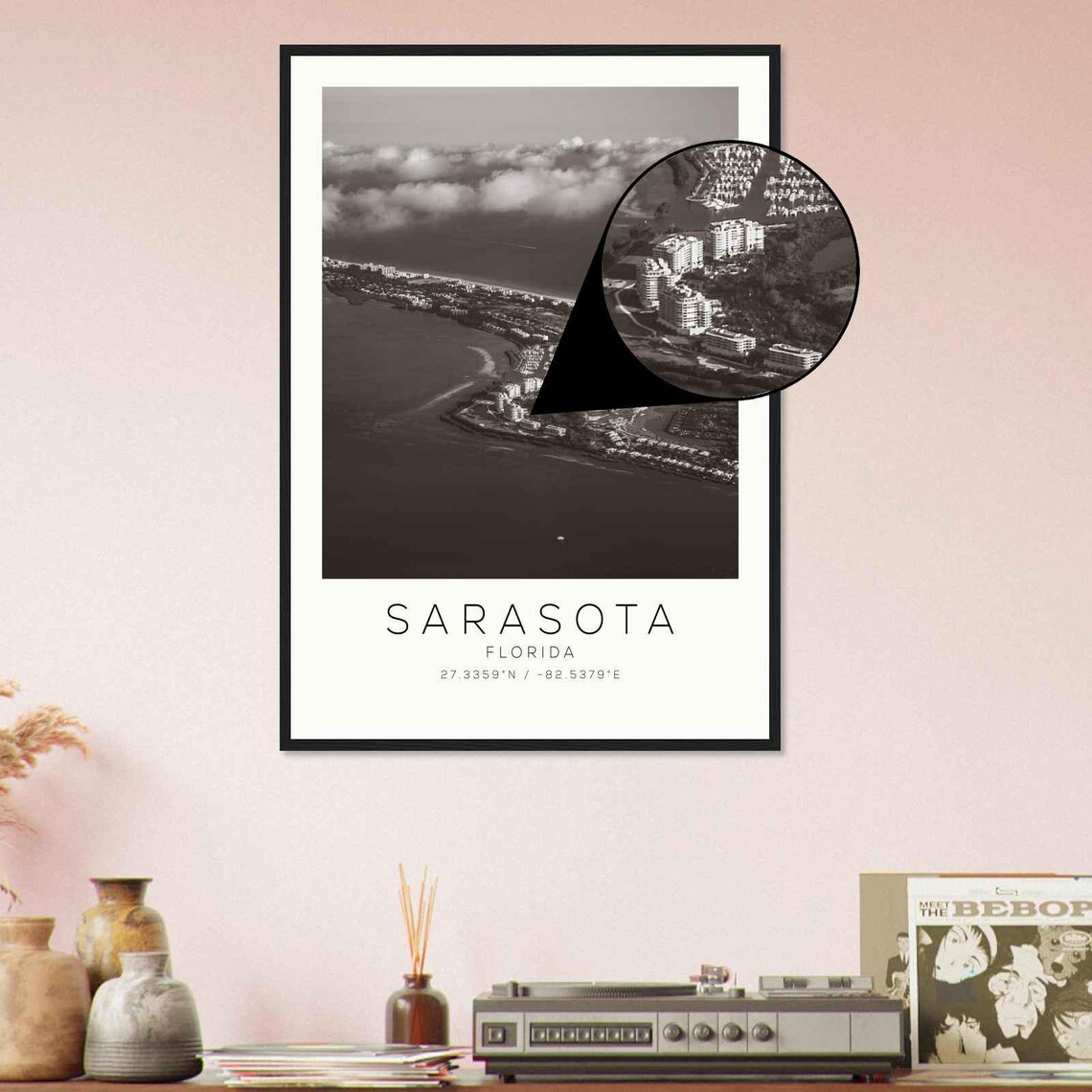 Sarasota Florida Aerial Barrier Island Coast Minimalist Photo Poster - Image 4