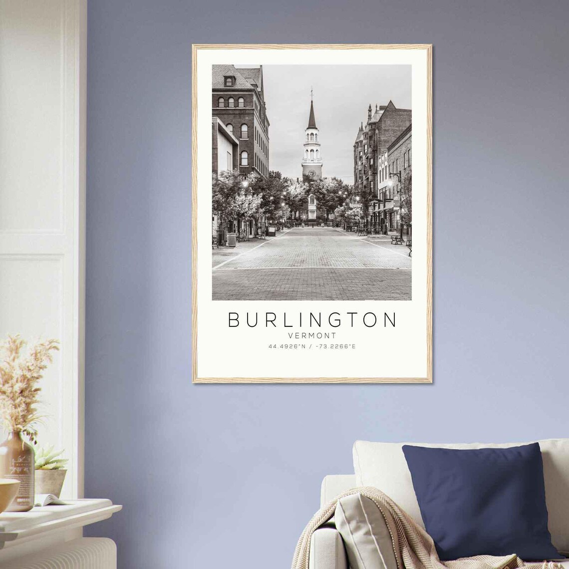 Burlington Vermont Church Street Black and White Photo Poster - Image 2