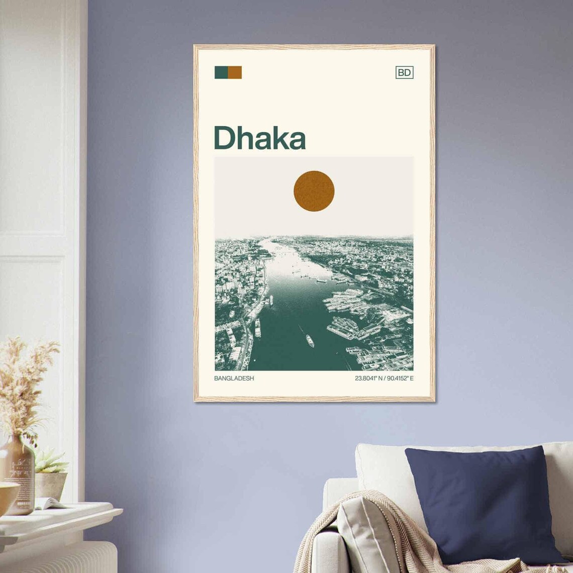 Dhaka Bangladesh Buriganga River Boats Aerial Minimalist Travel Poster - Image 2