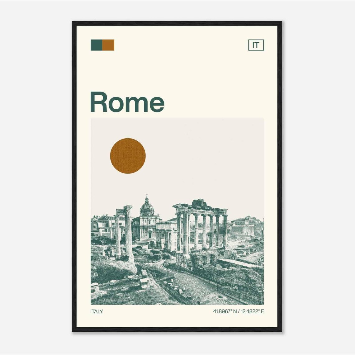 Rome Italy Roman Forum Ancient Ruins Minimalist Travel Poster
