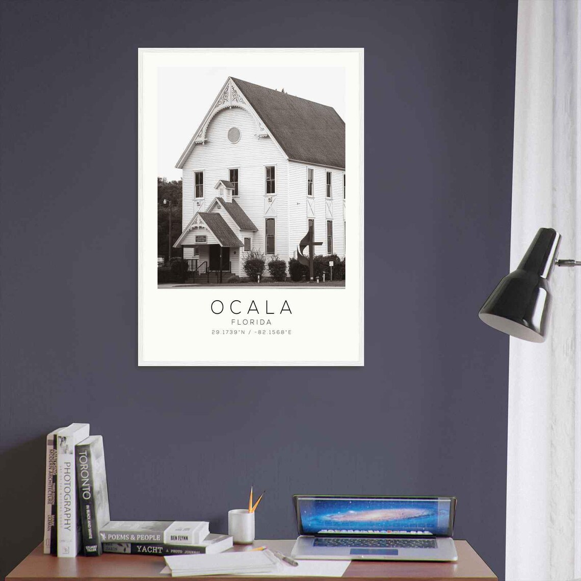 Ocala Florida Historic White Church Landmark Minimalist Travel Poster - Image 3