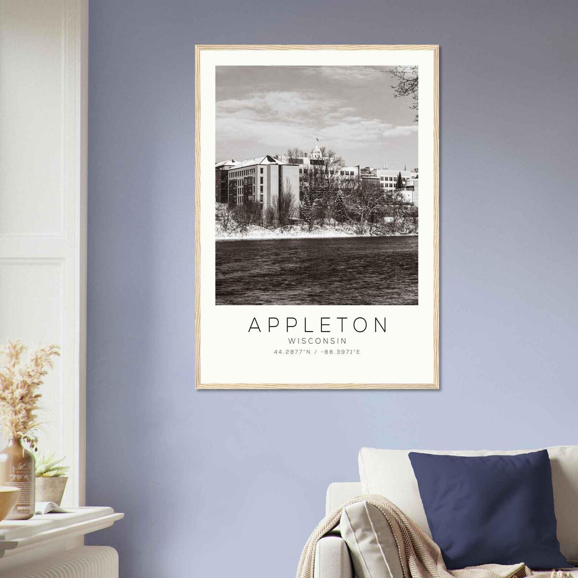Appleton Wisconsin Winter Riverside Snow City View Photo Poster - Image 2
