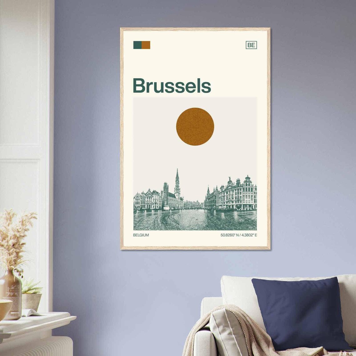 Brussels Belgium Historic Grand Place Duotone View Art Poster - Image 2